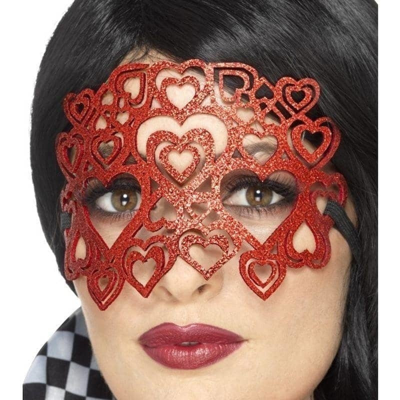 Soft Felt Glitter Eyemask Adult Red 1