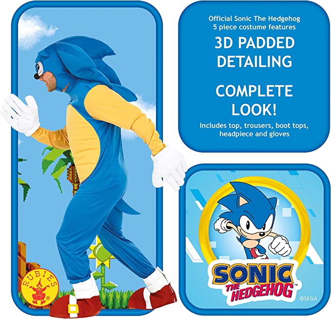 Sonic The Hedgehog Adult Costume with Gloves 2