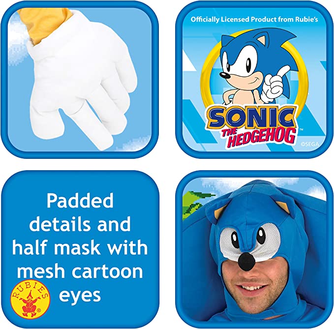 Sonic The Hedgehog Adult Costume with Gloves 3