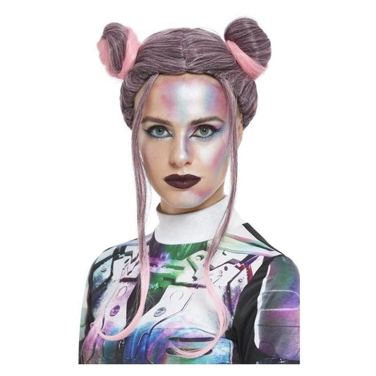 Space Buns Wig Black and Pink 1