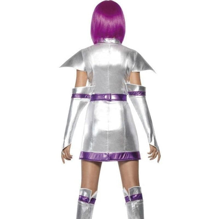 Space Cadet Costume Fever Adult Silver Purple Dress Belt Arm Boot Cuffs_2