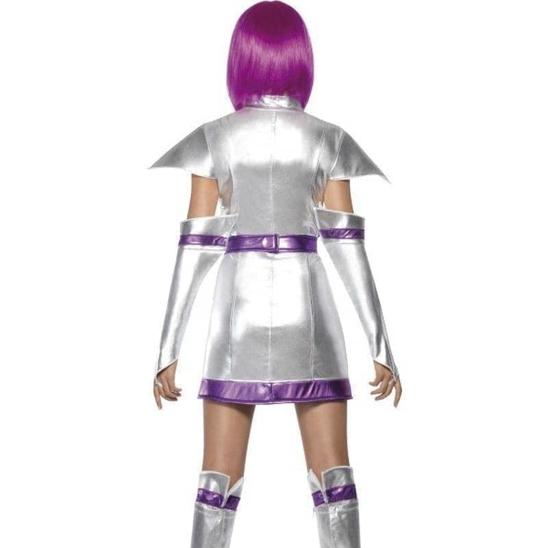 Space Cadet Costume Fever Adult Silver Purple Dress Belt Arm Boot Cuffs 2