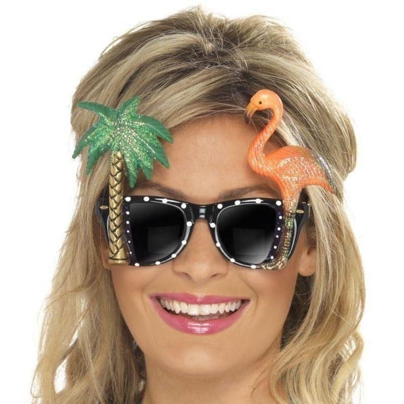 Hawaiian Specs with Flamingo and Palm Tree Accents Party Accessory 2