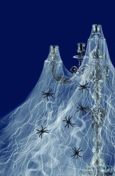 Spider Web Decoration Adult White Web 6 Spiders Halloween Party Prop 1