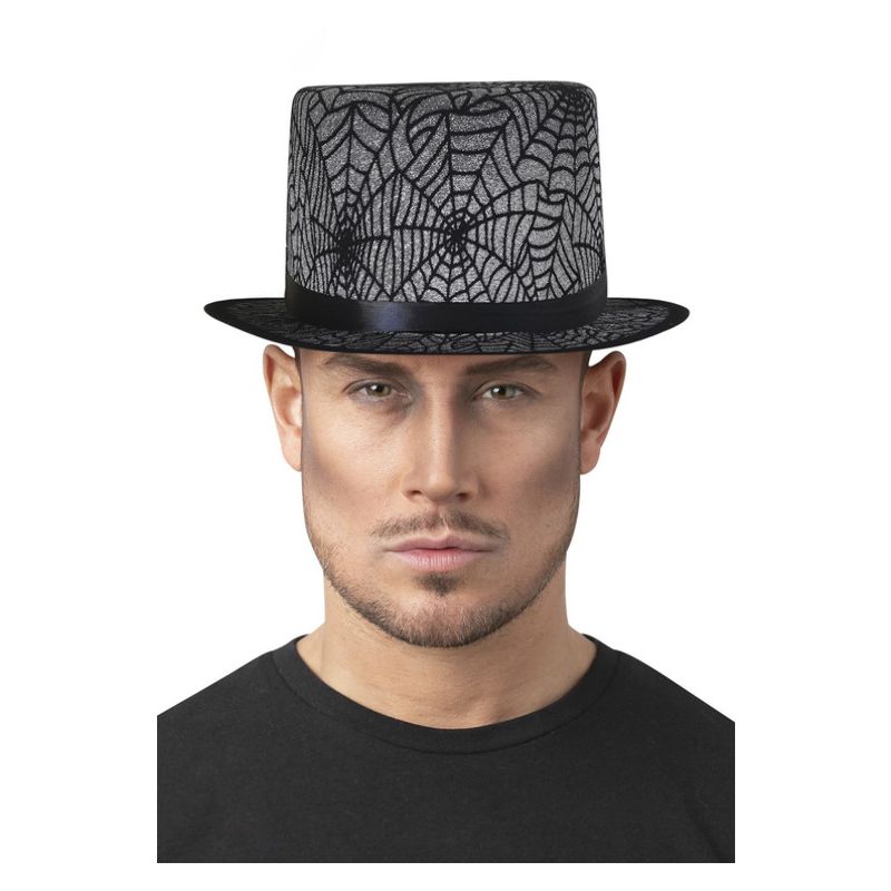 Spider Web Top Hat Adult Grey 1