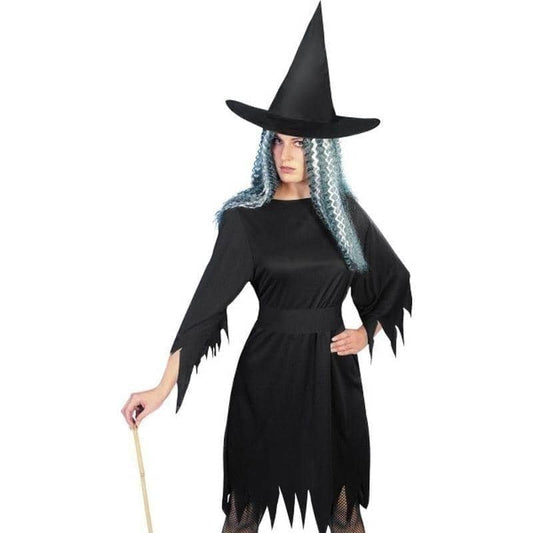 Spooky Witch Costume Adult Black Dress Hat Belt 1