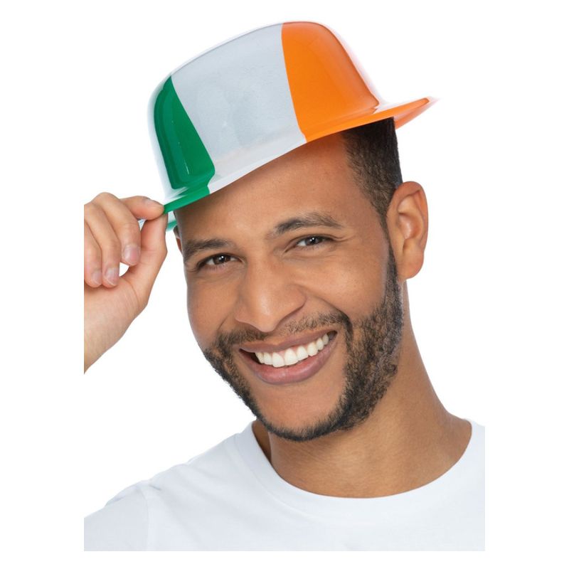St Patricks Day Bowler Hat Adult Multi Coloured Plastic Celebration Accessory 1