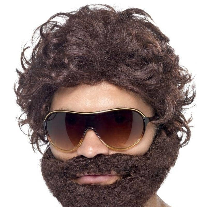 Stag Do Kit Adult Brown Wig Beard Sunglasses Costume Accessory 1