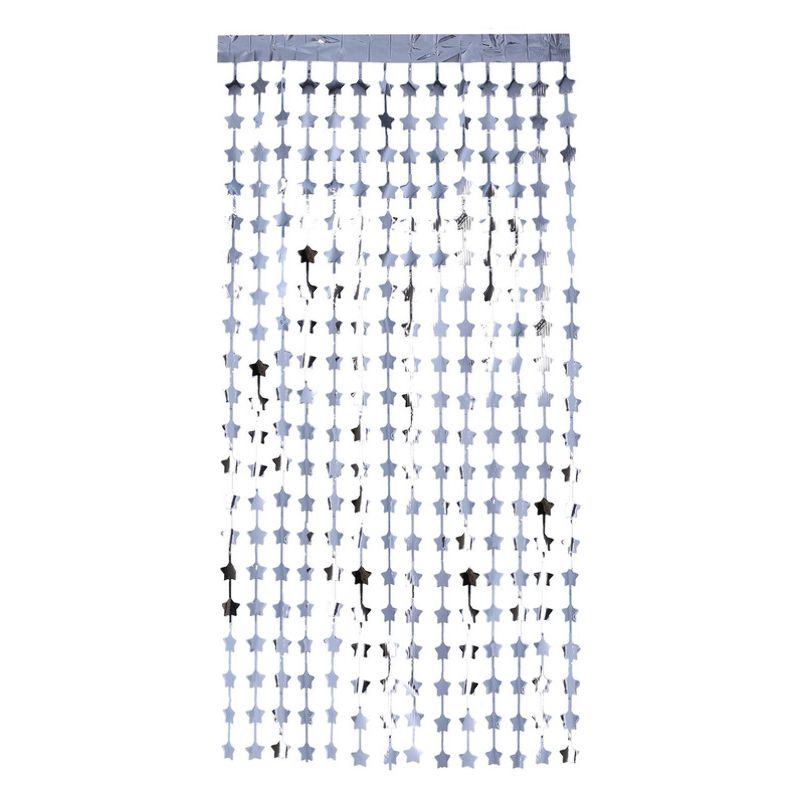 Star Foil Curtain Backdrop Silver Adult 1