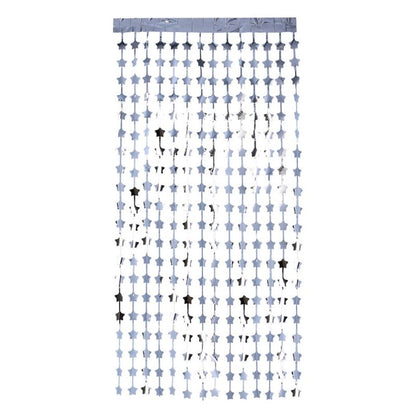 Star Foil Curtain Backdrop Silver Adult 1