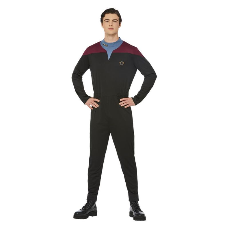 Star Trek Voyager Command Uniform Adult Black Jumpsuit Delta Badge and Rank Insignias 1