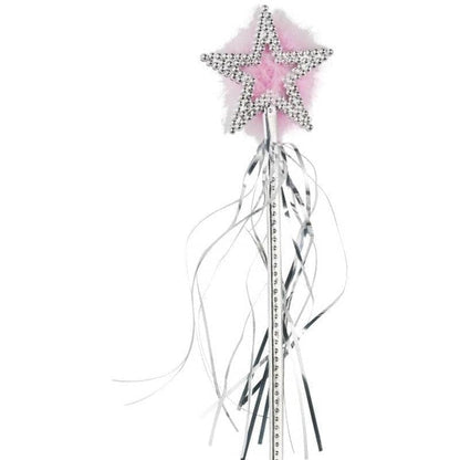 Star Wand Silver Pink Marabou and Silver Tinsel Costume Accessory 2