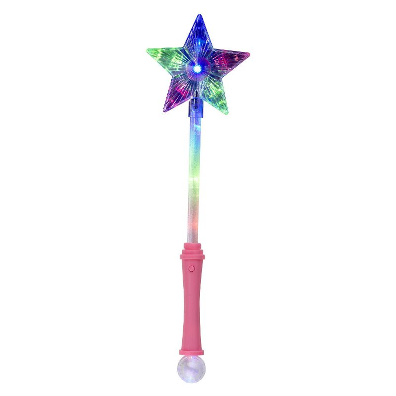 Star Wand Pink Light Up with Disco Ball 40cm Costume Accessory 1