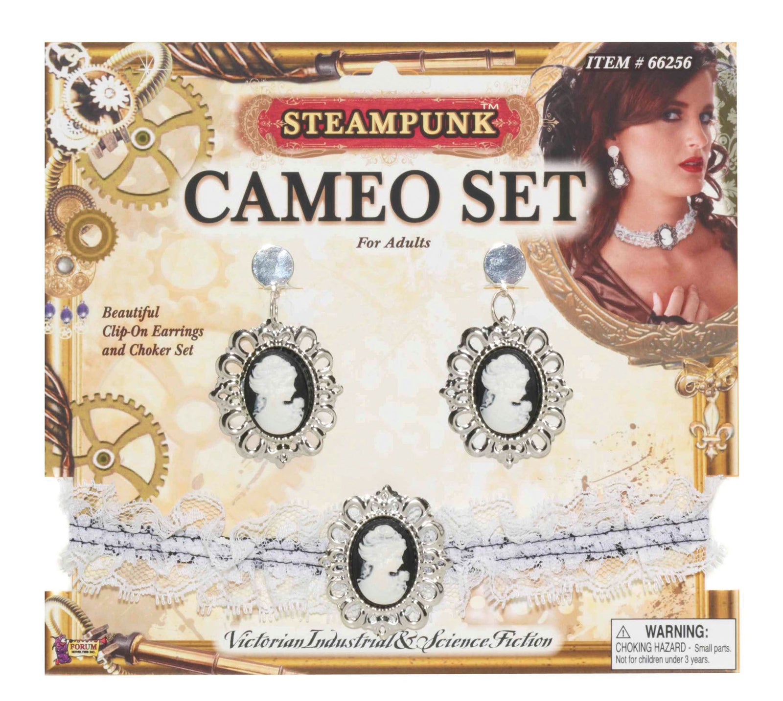 Steampunk Cameo Ear Rings Choker Set 1