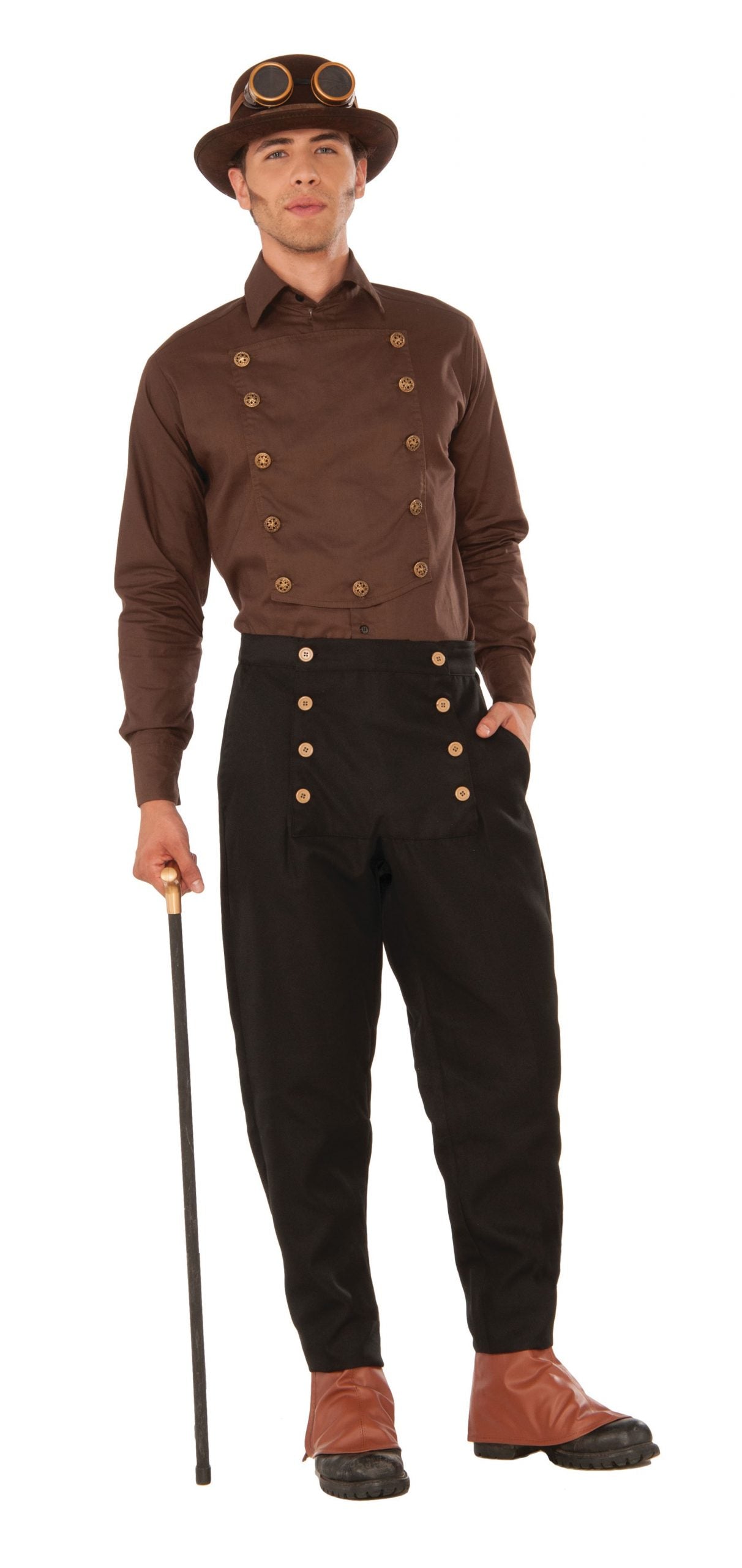 Steampunk Shirt Brown Adult Costume Male Upto Chest 42" 1