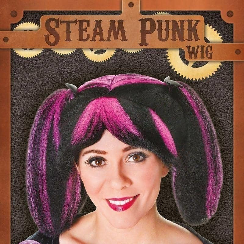 Size Chart Steampunk Wig Black Pink Streaks Ponytails