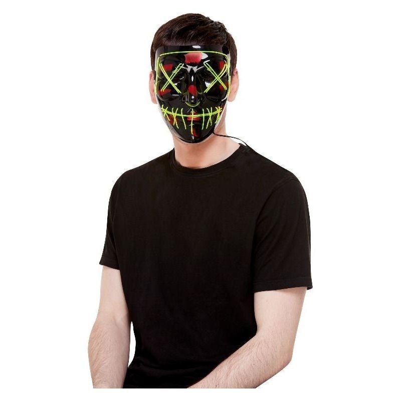Stitch Face Mask Black Green Neon Light Up Elastic Strap Adult Costume Accessory 1