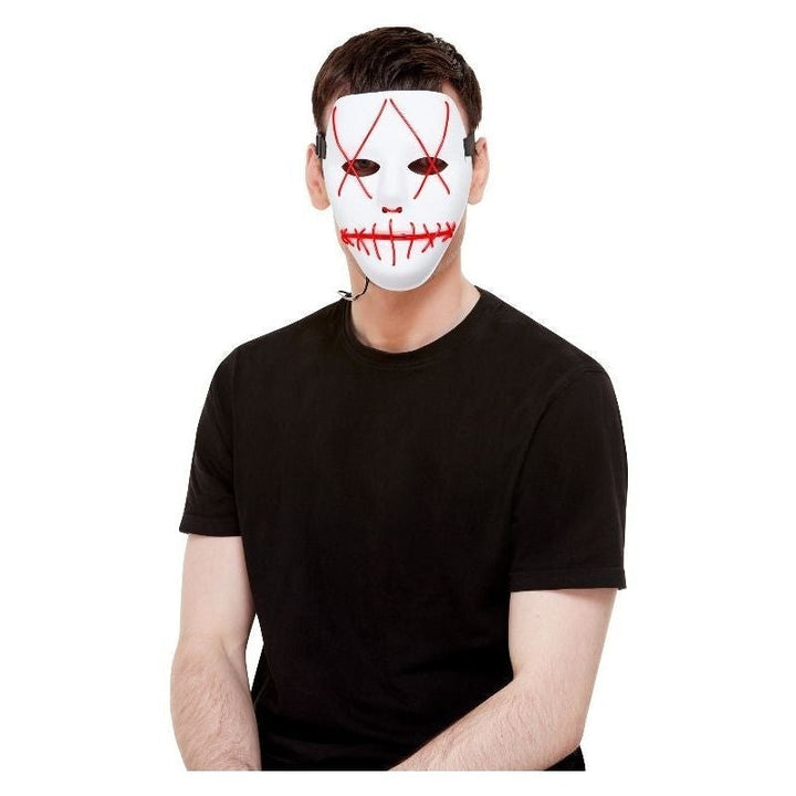 Stitch Face Mask Neon Light Up White with Elastic Strap 1