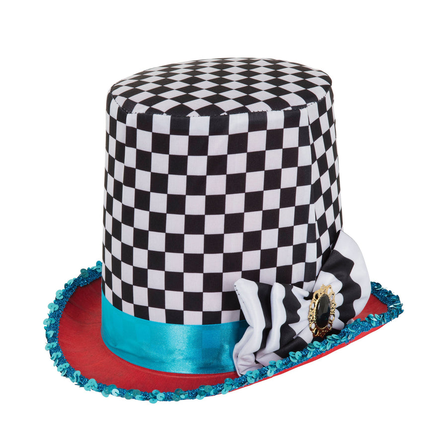 Stovepipe Mad Hatter Chequered Hat Adult_1