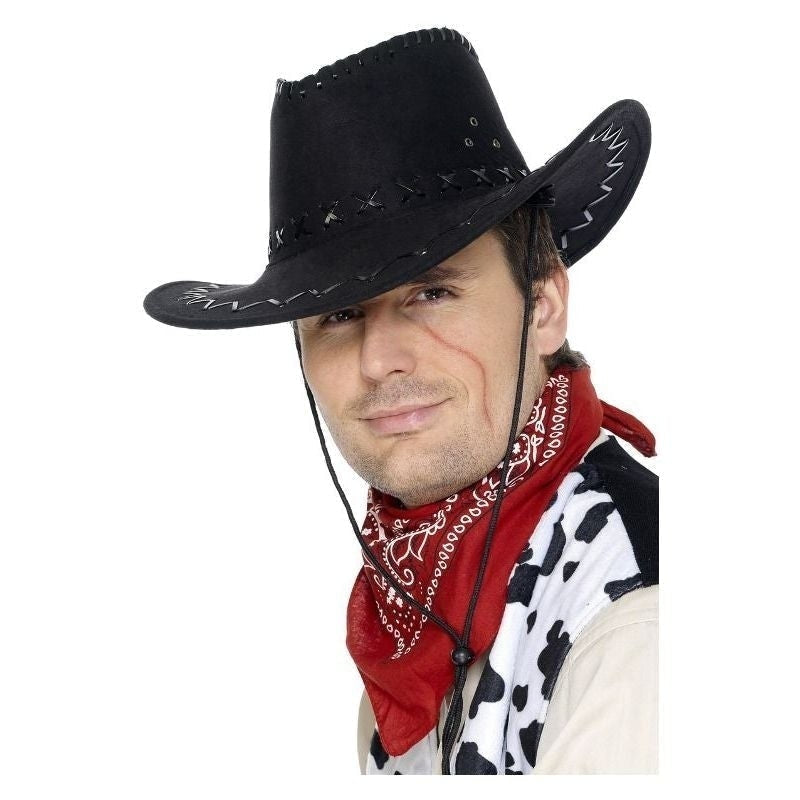 Suede Look Cowboy Hat Adult Black 2