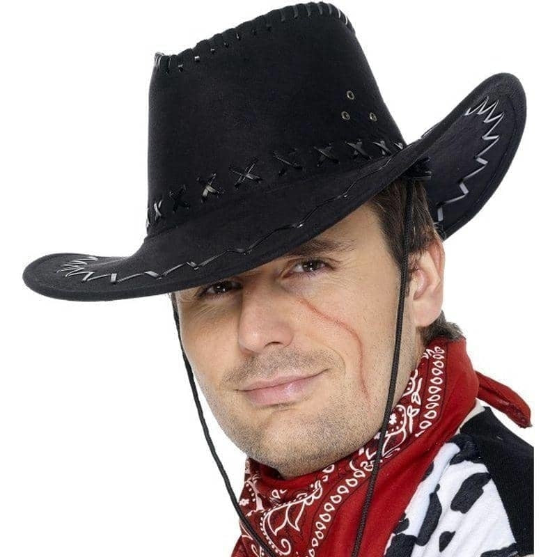 Suede Look Cowboy Hat Adult Black 1
