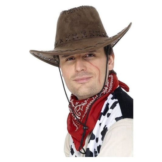 Suede Look Cowboy Hat Adult Brown 2