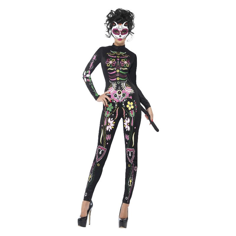 Sugar Skull Cat Costume Black Adult 1