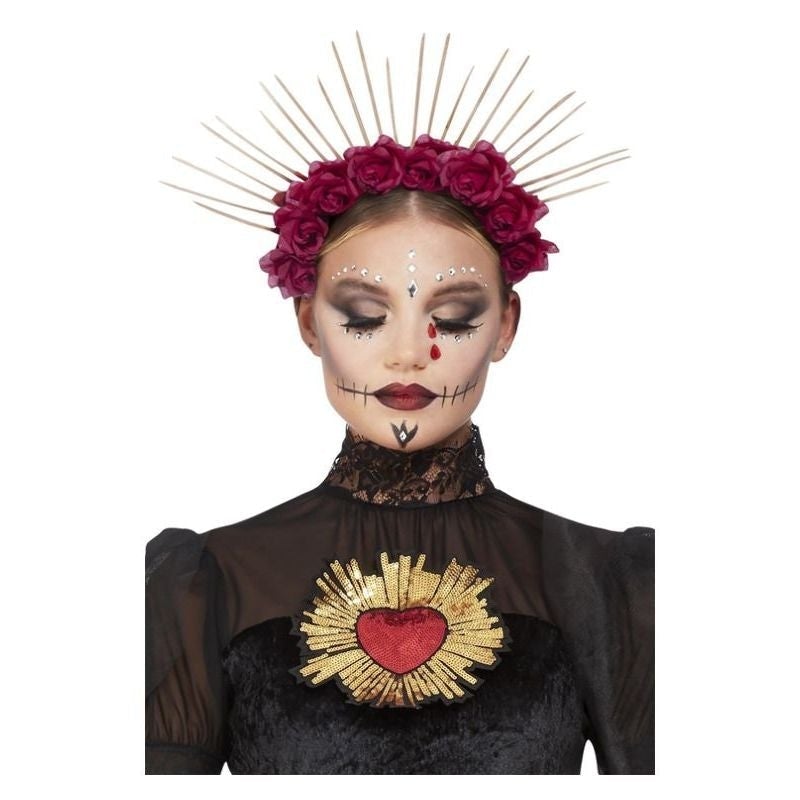 Sunburst Day Of The Dead Headband with Roses 1
