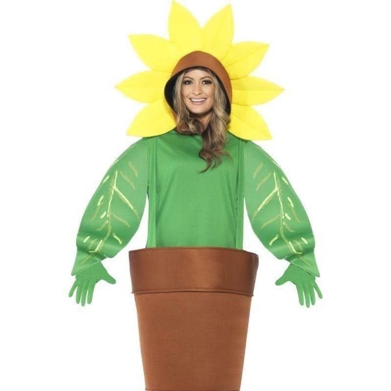 Sunflower Costume With Top Attached Hood Adult Green_2