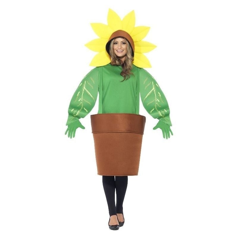 Sunflower Costume with Top Attached Hood Adult Green 1