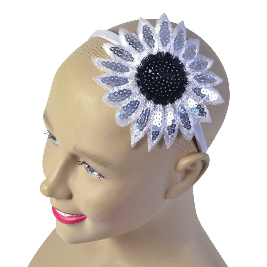 Sunflower Headband White 1920s Costume Accessory_1