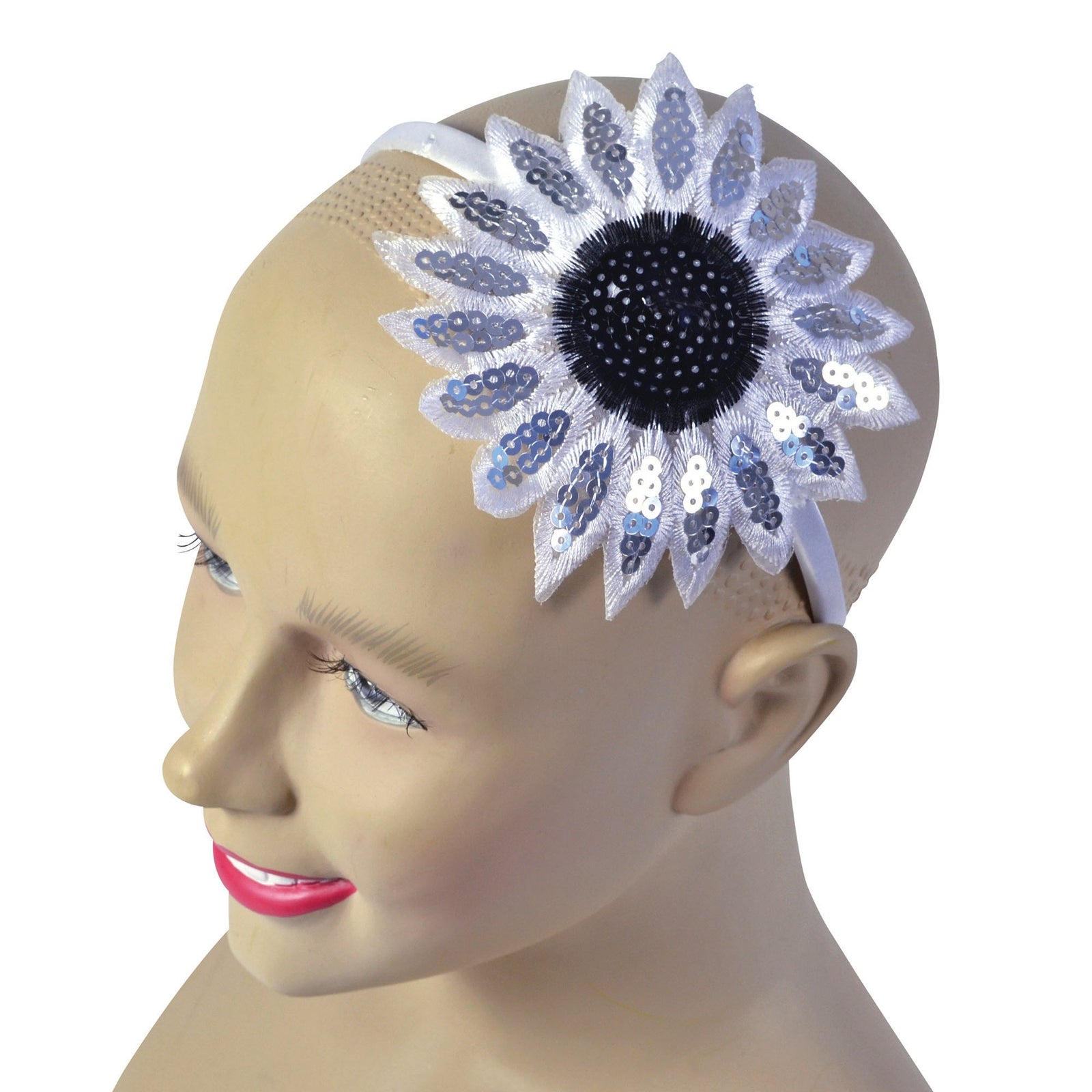 Sunflower Headband White 1920s Costume Accessory 1