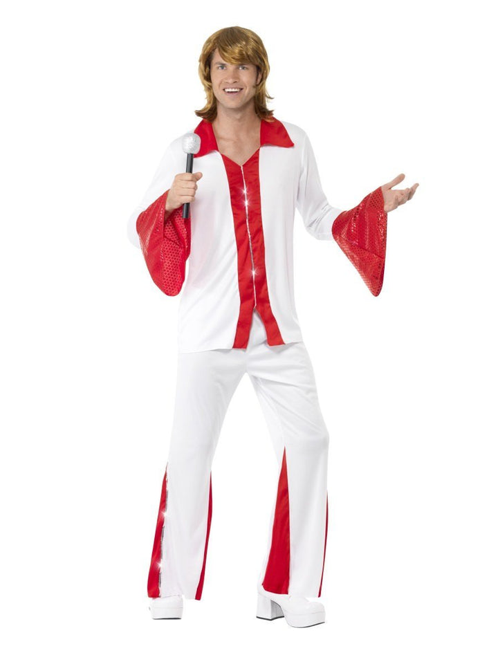 Super Trooper Male Adult White Red Disco Costume_4
