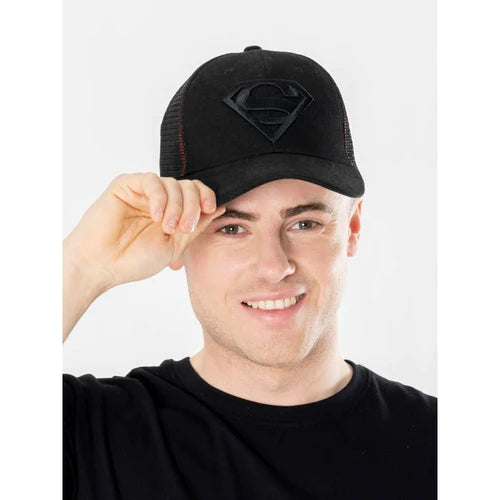 Superman Black Trucker Cap DC Adult 1