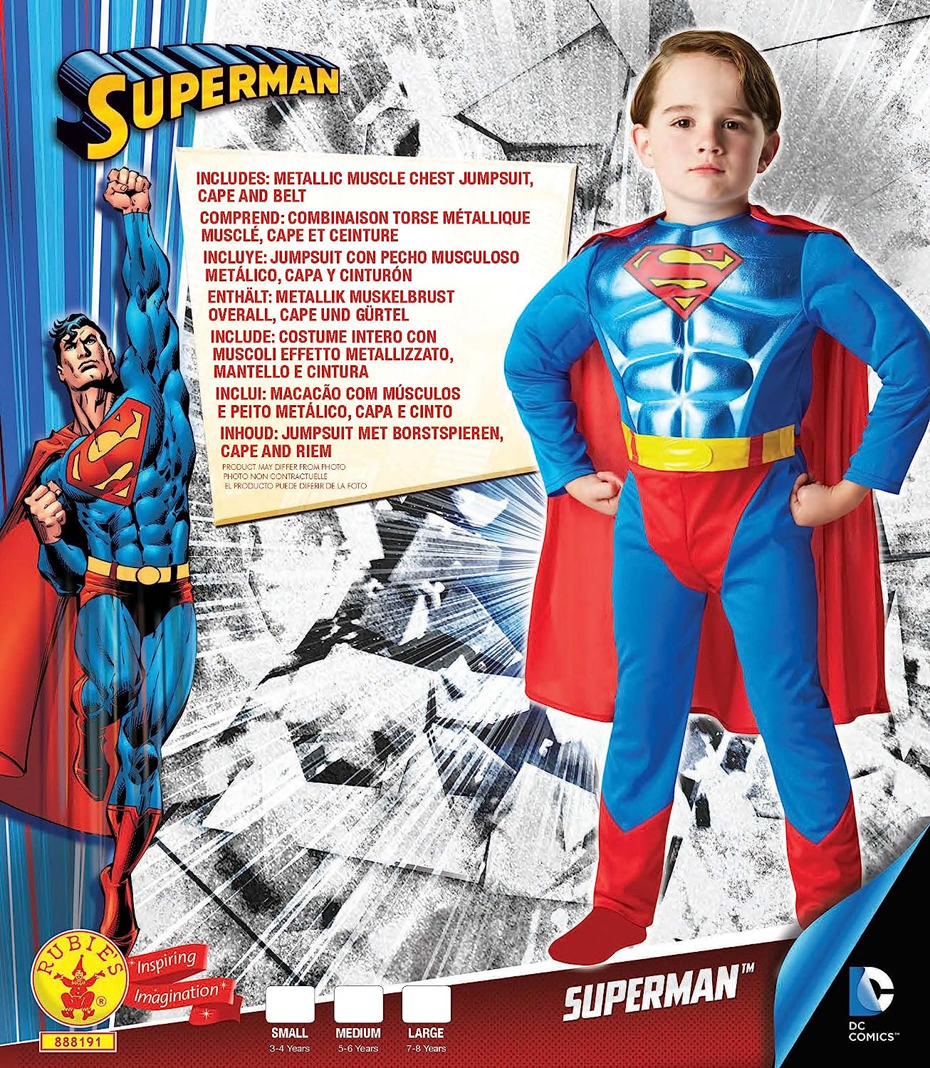 Superman Boys Costume Metallic Chest DC 2