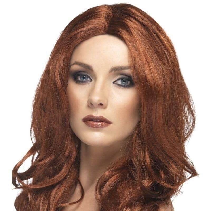 Adult Auburn Superstar Long Wavy Centre Parting Costume Wig 1