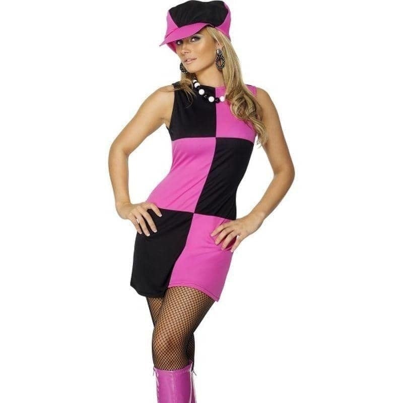 Swinging 60s Costume Adult Dress Pink Black_2