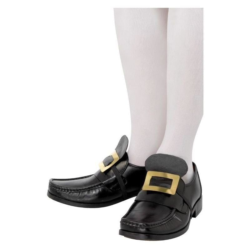 Tales Of Old England Metal Shoe Buckles Adult Gold with Elastic Strap Costume Accessory 1
