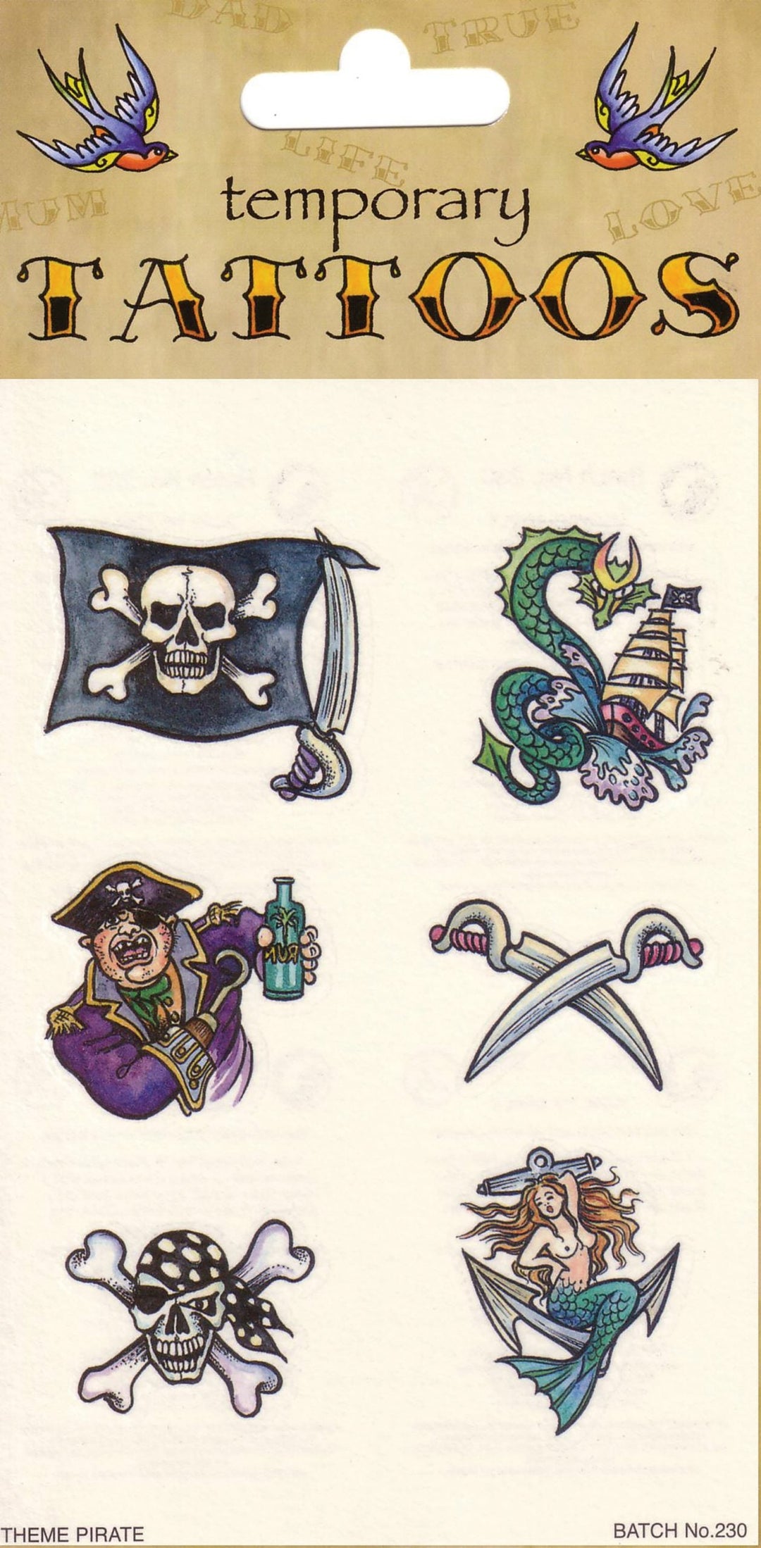 Tattoos Theme Pirate 6 Card General Jokes Unisex Per_1