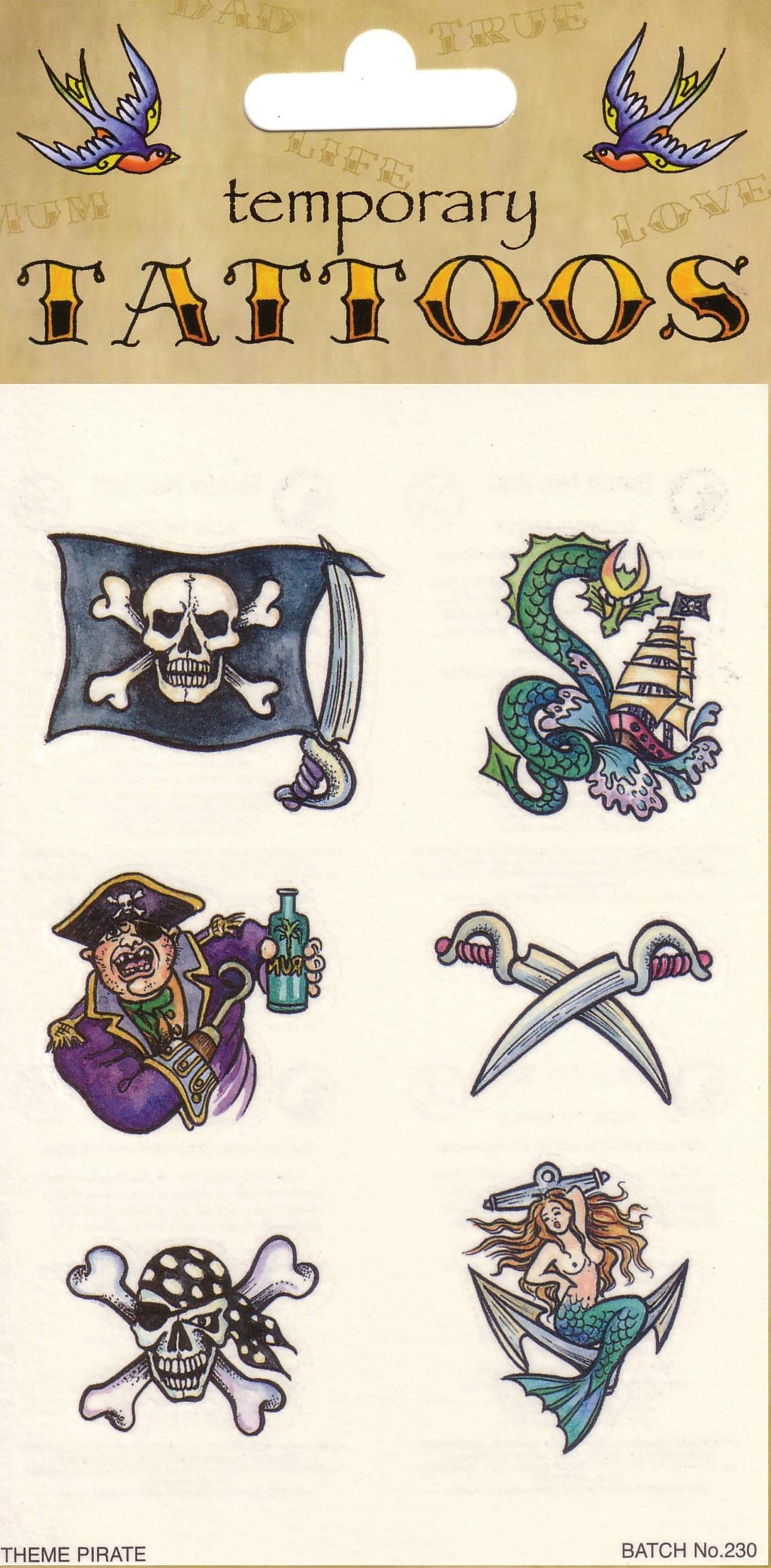 Tattoos Theme Pirate 6 Card General Jokes Unisex Per 1