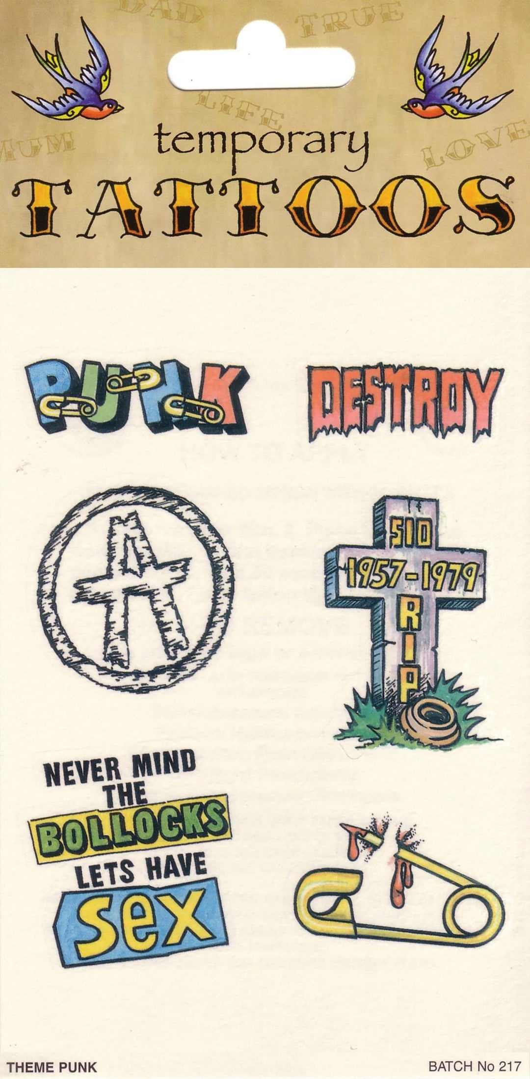Tattoos Theme Punk 6 Card General Jokes Unisex Per_1