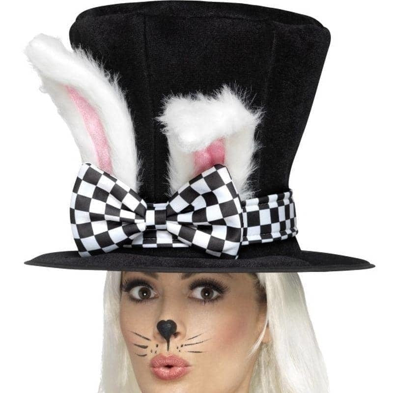 Tea Party March Hare Top Hat Adult Black White 1