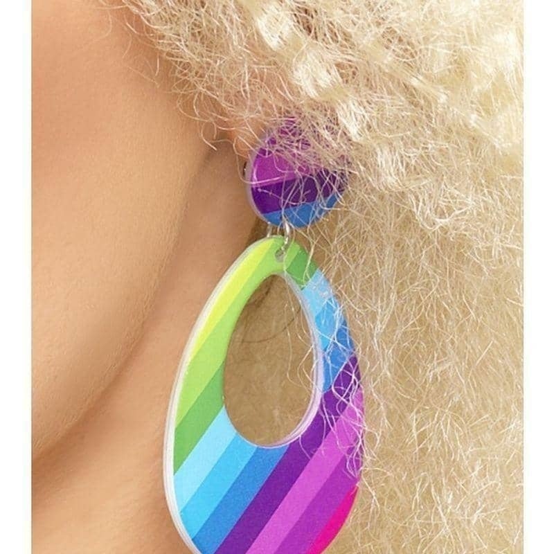 Teardrop Earrings Adult Multi Coloured Neon 80s Costume Accessory 2