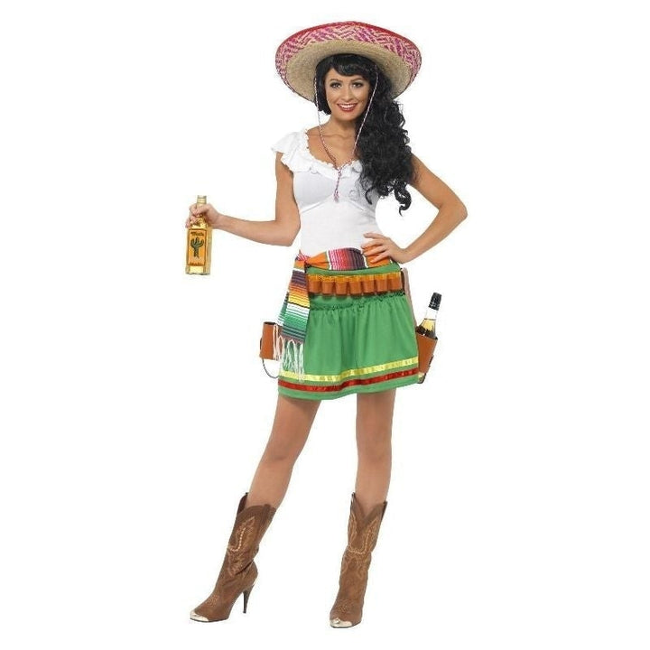 Tequila Shooter Girl Costume Adult Green White Dress Top_3