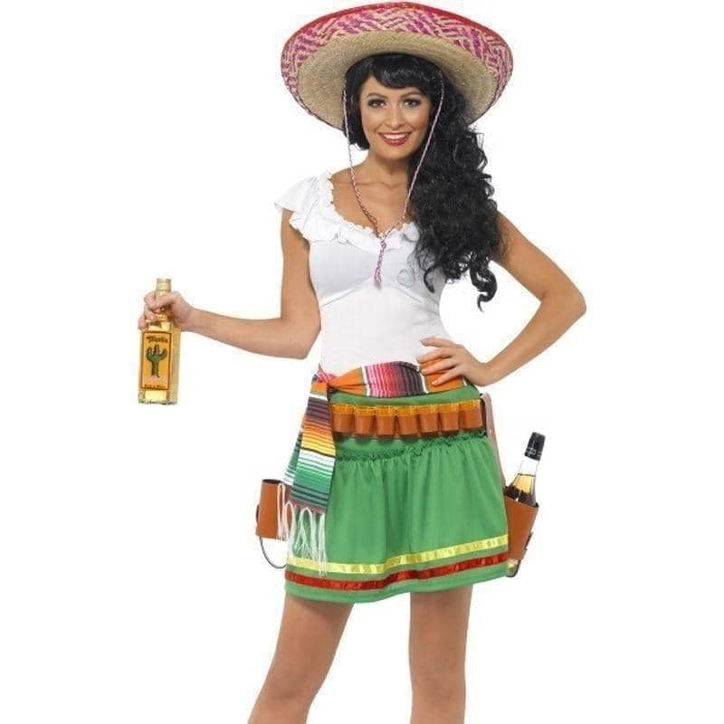Tequila Shooter Girl Costume Adult Green White Dress Top_1