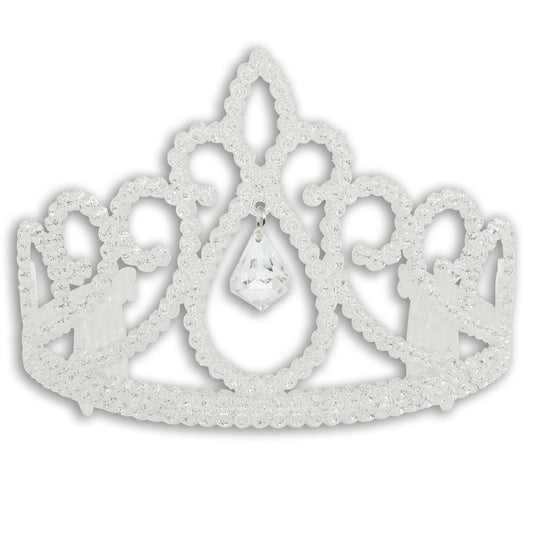 Tiara White Glitter + Diamond Costume Accessory 1