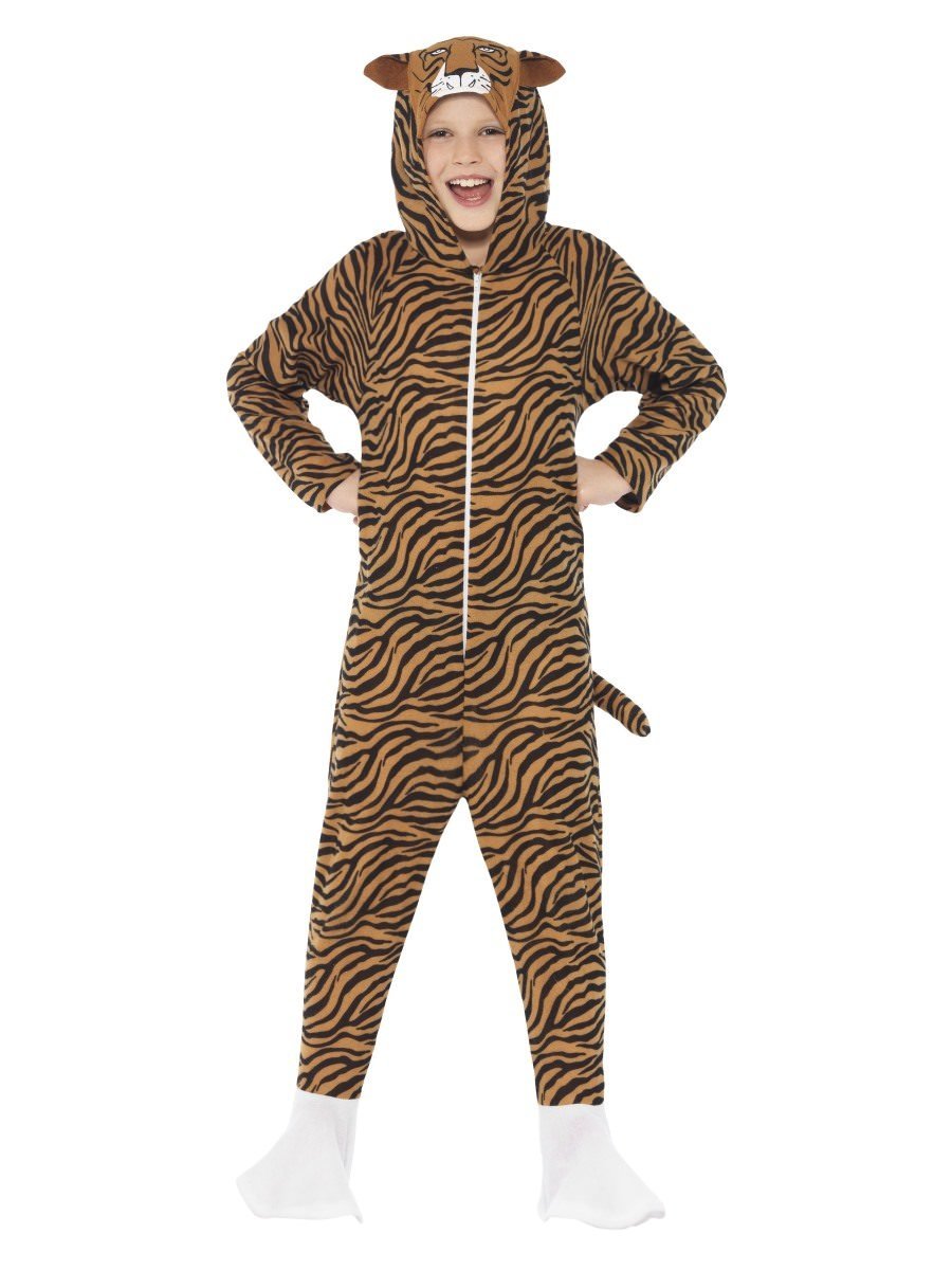 Tiger Costume Kids Orange Black Striped Hooded Animal Jumpsuit 2