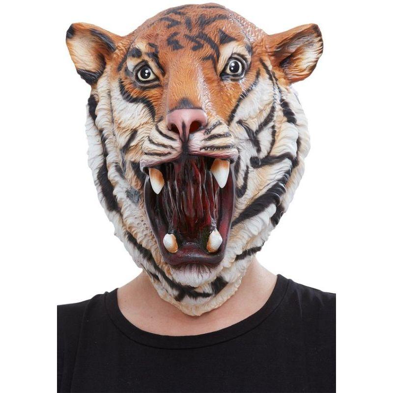 Tiger Latex Mask Adult Orange Black 1