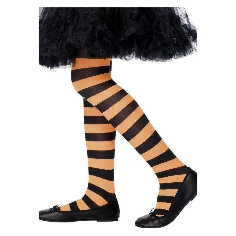Tights Kids Orange and Black Striped Aged 6-12 Costume Accessory 1