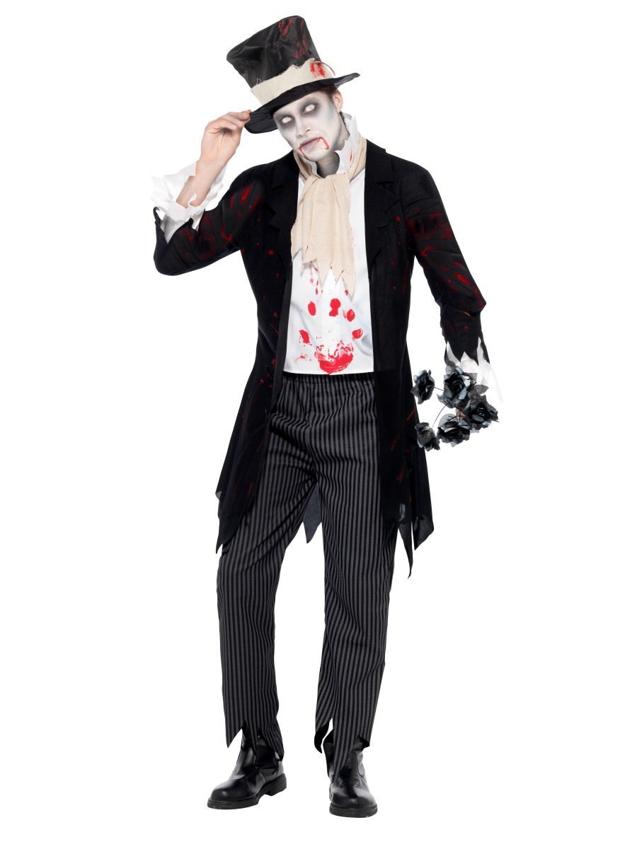 Till Death Do Us Part Zombie Groom Costume Adult Black White 4